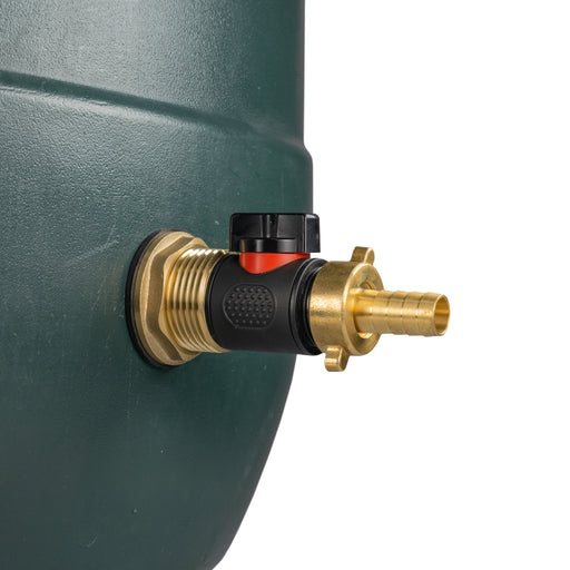 Water Butt Brass Kit 1" with In-Line Valve + 1/2" Brass Barb - Hardware > Plumbing > Plumbing Fittings & Supports > Pipe Connectors Tech Hose & Fittings