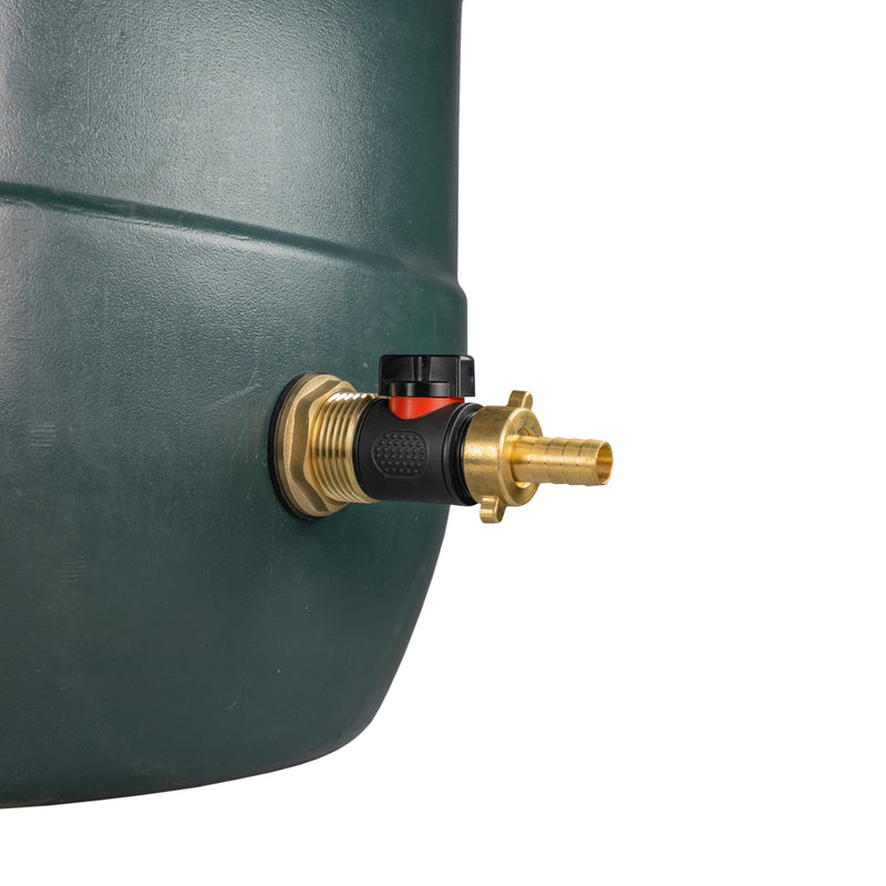 Water Butt Brass Kit 1" with In-Line Valve + 1/2" Brass Barb and Drill Bit - Home & Garden > Lawn & Garden Tech Hose & Fittings