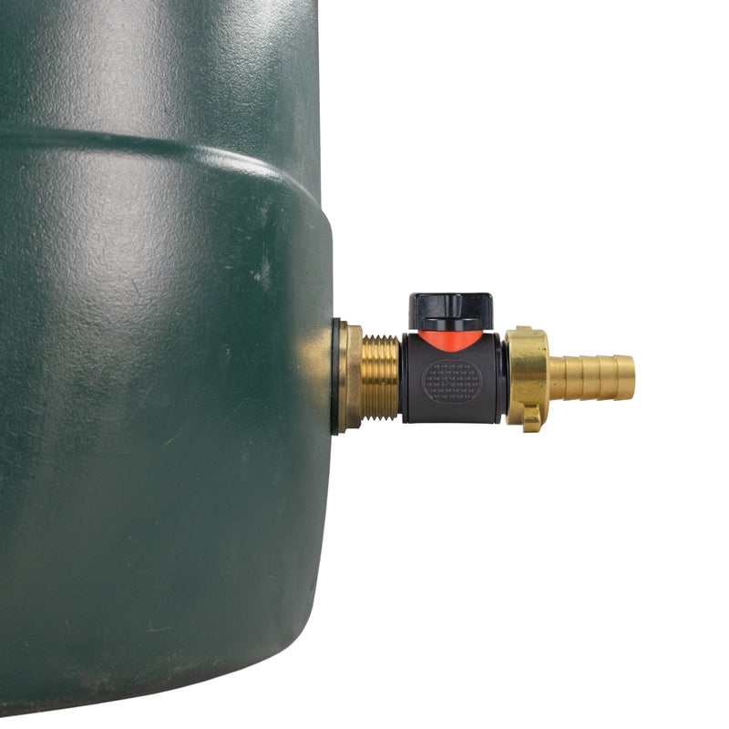 Water Butt Brass Kit 1" with In-Line Valve + 1/2" Brass Barb and Drill Bit - Home & Garden > Lawn & Garden Tech Hose & Fittings
