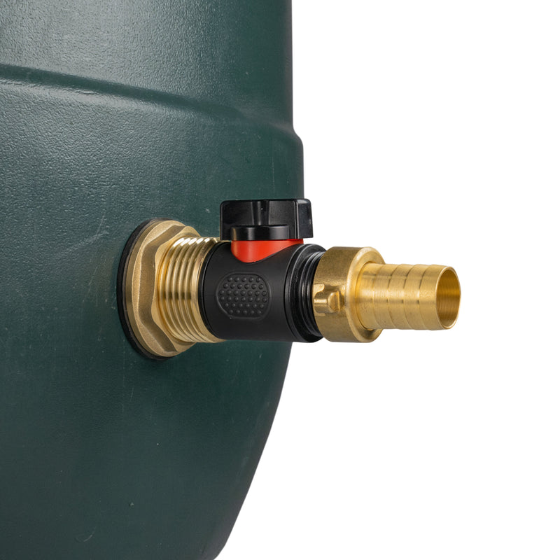 Water Butt Brass Kit 1" with In-Line Valve + 3/4" Brass Barb - Hardware > Plumbing > Plumbing Fittings & Supports > Pipe Connectors Tech Hose & Fittings