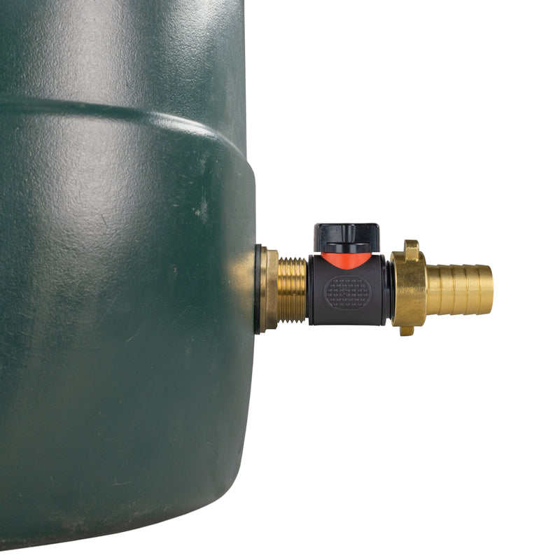 Water Butt Brass Kit 1" with In-Line Valve + 3/4" Brass Barb and Drill Bit - Home & Garden > Lawn & Garden Tech Hose & Fittings
