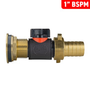 Water Butt Brass Kit 1" with In-Line Valve + 3/4" Brass Barb and Drill Bit - Home & Garden > Lawn & Garden Tech Hose & Fittings