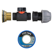 Water Butt Brass Kit 1" with In-Line Valve + 20mm MDPE - Hardware > Plumbing > Plumbing Fittings & Supports > Pipe Connectors Tech Hose & Fittings