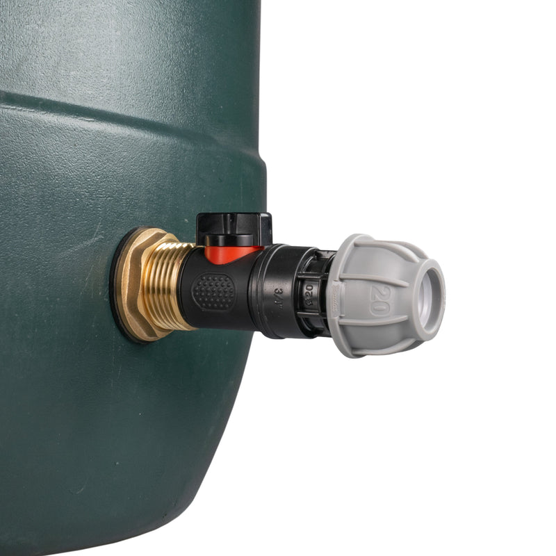 Water Butt Brass Kit 1" with In-Line Valve + 20mm MDPE and Drill Bit - Home & Garden > Lawn & Garden Tech Hose & Fittings
