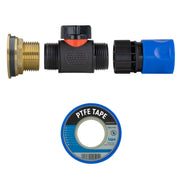 Water Butt Brass Kit 1" with In-Line Valve + Female Quick Connector Blue and Drill Bit - Home & Garden > Lawn & Garden Tech Hose & Fittings