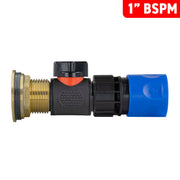 Water Butt Brass Kit 1" with In-Line Valve + Female Quick Connector Blue and Drill Bit - Home & Garden > Lawn & Garden Tech Hose & Fittings