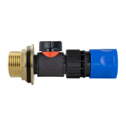 Water Butt Brass Kit 1" with In-Line Valve + Female Quick Connector Blue and Drill Bit - Home & Garden > Lawn & Garden Tech Hose & Fittings
