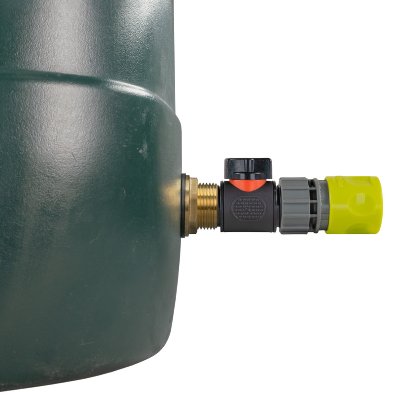 Water Butt Brass Kit 1" with In-Line Valve + Female Quick Connector Lime - Hardware > Plumbing > Plumbing Fittings & Supports > Plumbing Valves Tech Hose & Fittings