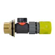 Water Butt Brass Kit 1" with In-Line Valve + Female Quick Connector Lime - Hardware > Plumbing > Plumbing Fittings & Supports > Plumbing Valves Tech Hose & Fittings