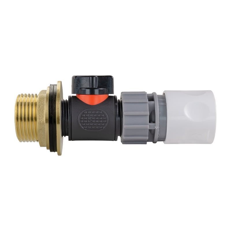 Water Butt Brass Kit 1" with In-Line Valve + Female Quick Connector WL - Hardware > Plumbing > Plumbing Fittings & Supports > Plumbing Valves Tech Hose & Fittings