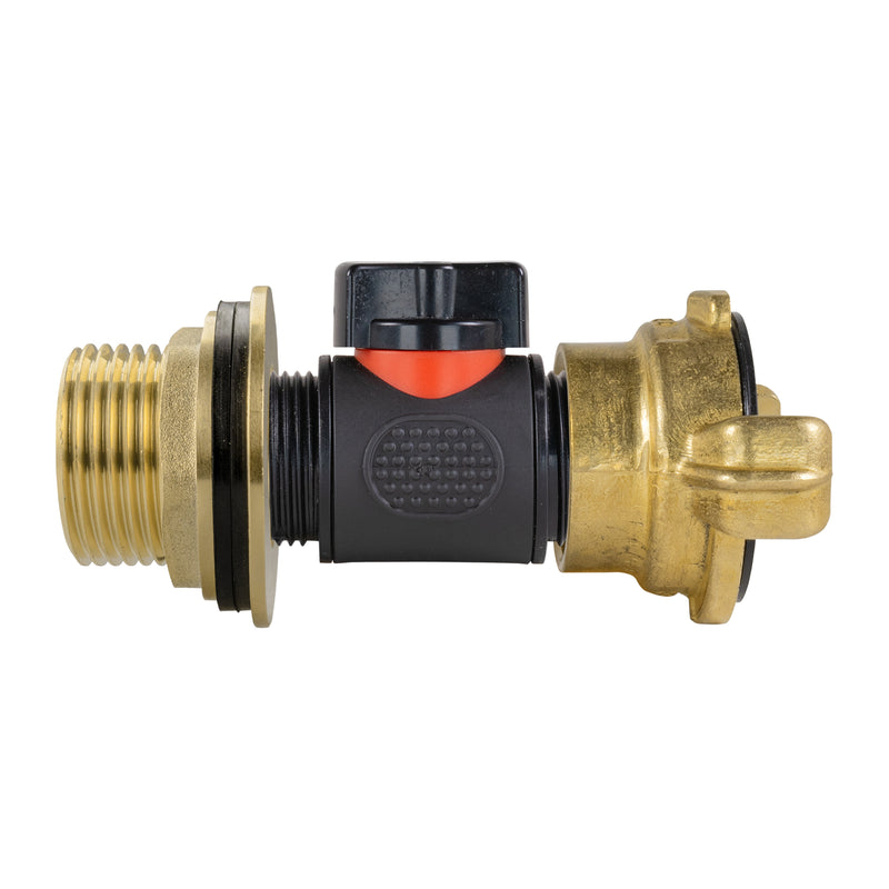 Water Butt Brass Kit 1" with In-Line Valve + Geka and Drill Bit - Home & Garden > Lawn & Garden Tech Hose & Fittings