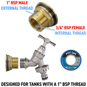 Water Butt Brass Kit 1" with Nickel Plated Quick Connect Tap - Hardware > Plumbing > Plumbing Fittings & Supports > Plumbing Valves Tech Hose & Fittings