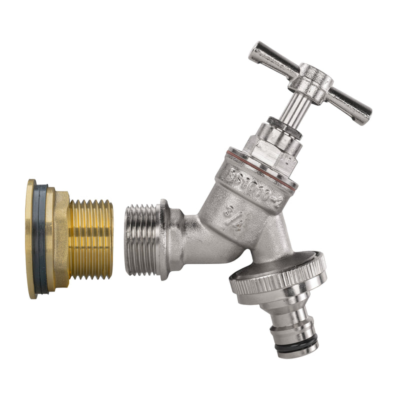 Water Butt Brass Kit 1" with Nickel Plated Quick Connect Tap and Drill Bit - Home & Garden > Lawn & Garden Tech Hose & Fittings