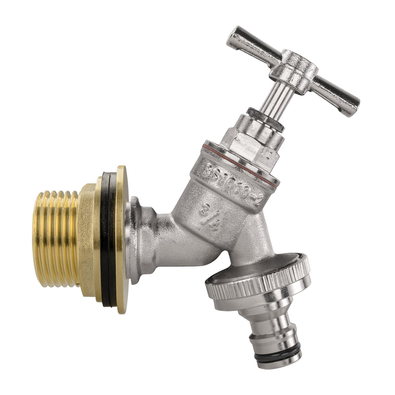 Water Butt Brass Kit 1" with Nickel Plated Quick Connect Tap - Hardware > Plumbing > Plumbing Fittings & Supports > Plumbing Valves Tech Hose & Fittings