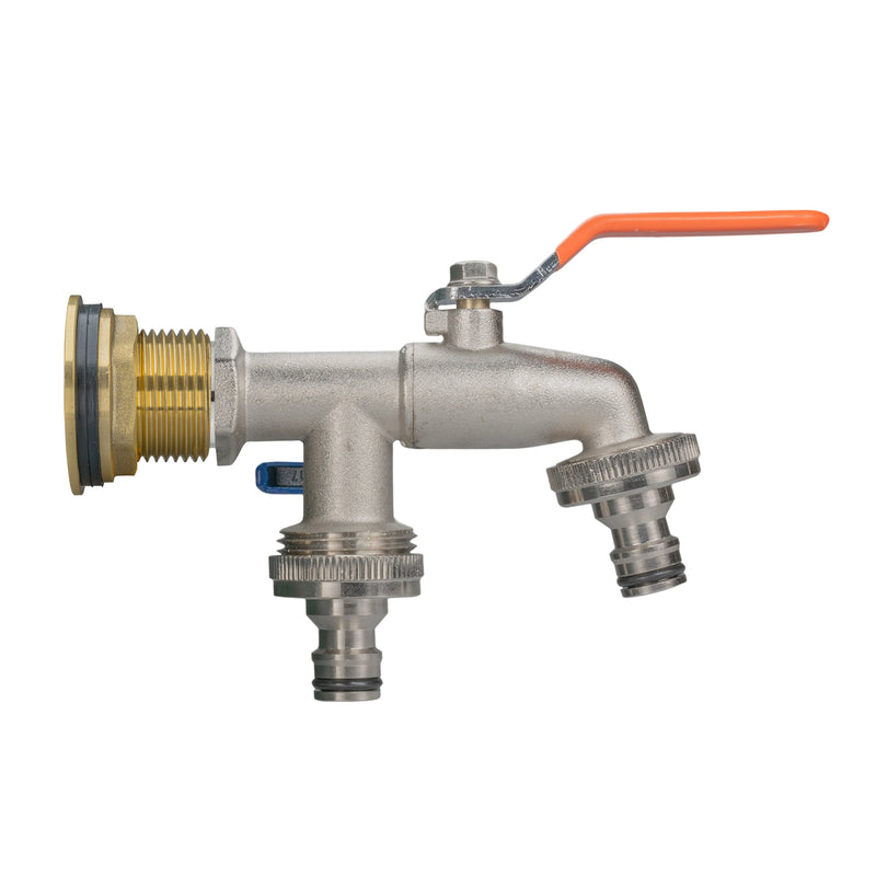 Water Butt Brass Kit 1" with Double Quick Connect Tap - Hardware > Plumbing > Plumbing Fittings & Supports > Plumbing Valves Tech Hose & Fittings