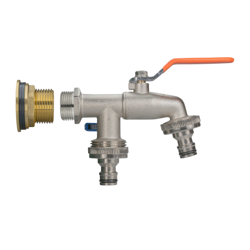 Water Butt Brass Kit 1" with Double Quick Connect Tap - Hardware > Plumbing > Plumbing Fittings & Supports > Plumbing Valves Tech Hose & Fittings