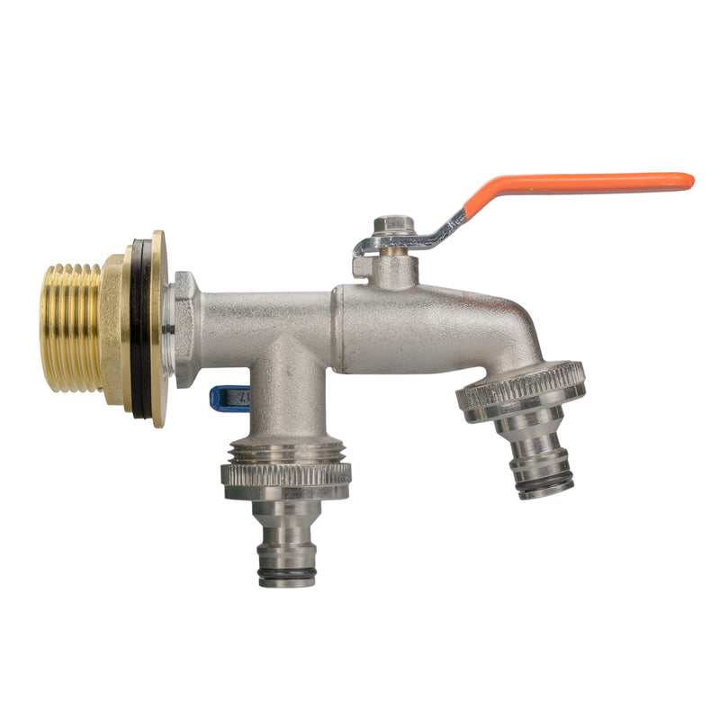 Water Butt Brass Kit 1" with Double Quick Connect Tap - Hardware > Plumbing > Plumbing Fittings & Supports > Plumbing Valves Tech Hose & Fittings