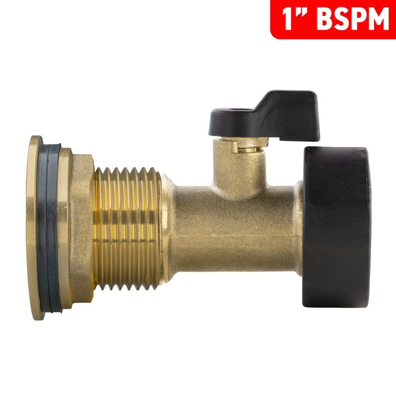 Water Butt Brass Kit 1" with Brass Valve and Drill Bit - Home & Garden > Lawn & Garden Tech Hose & Fittings