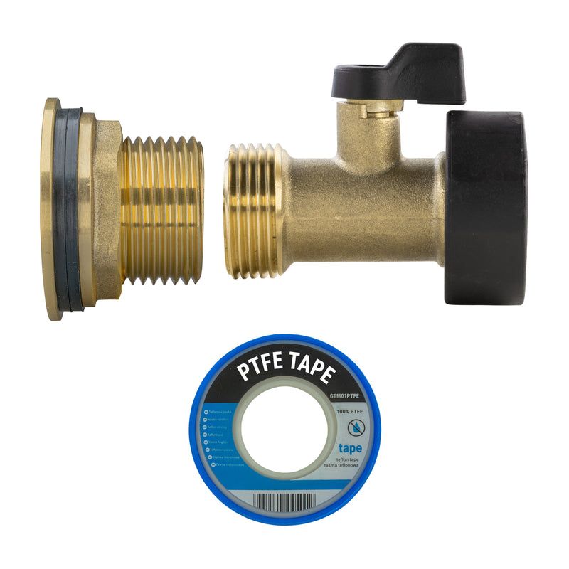 Water Butt Brass Kit 1" with Brass Valve - Home & Garden > Lawn & Garden > Watering & Irrigation Tech Hose & Fittings