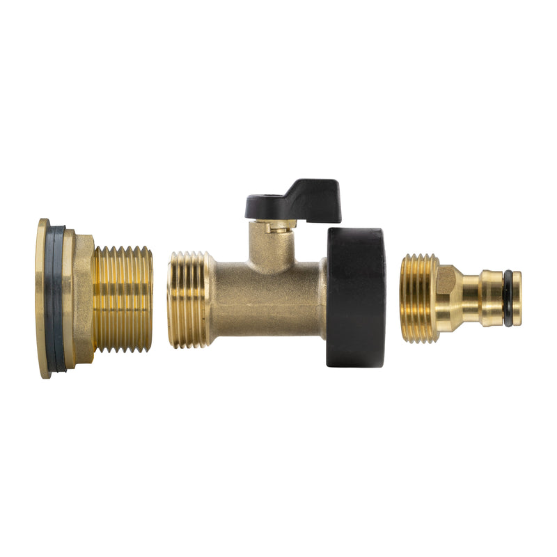 Water Butt Brass Kit 1" with Brass Valve + Quick Connect and Drill Bit - Home & Garden > Lawn & Garden Tech Hose & Fittings