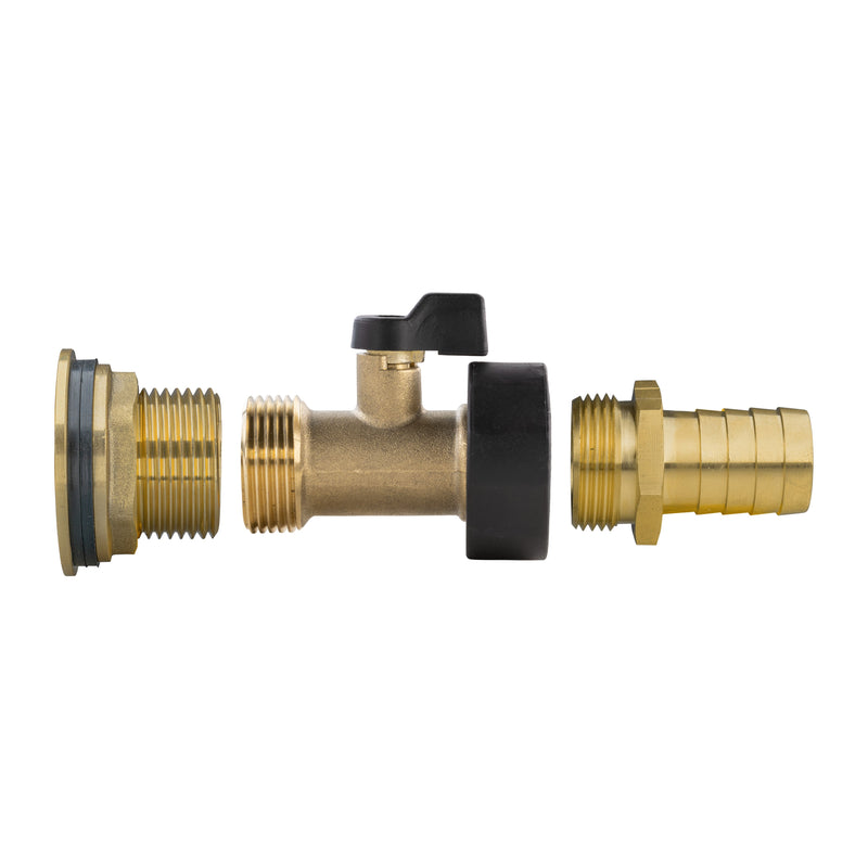 Water Butt Brass Kit 1" with Brass Valve + 19mm Barb - Home & Garden > Lawn & Garden > Watering & Irrigation Tech Hose & Fittings