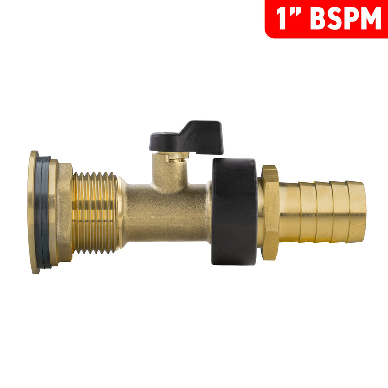 Water Butt Brass Kit 1" with Brass Valve + 19mm Barb and Drill Bit - Home & Garden > Lawn & Garden Tech Hose & Fittings