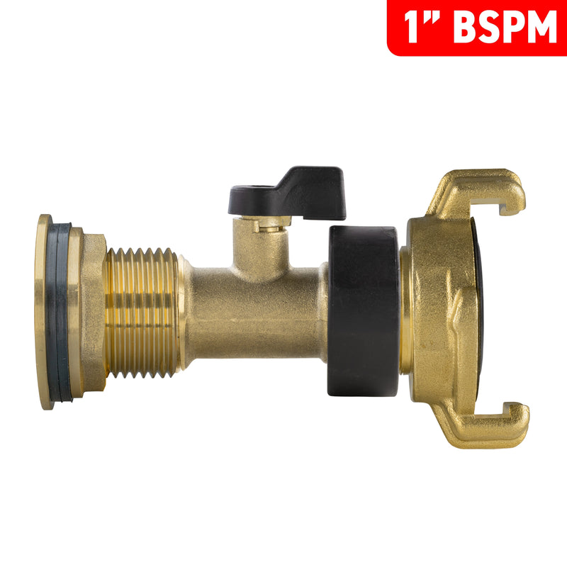Water Butt Brass Kit 1" with Brass Valve + Geka - Home & Garden > Lawn & Garden > Watering & Irrigation Tech Hose & Fittings