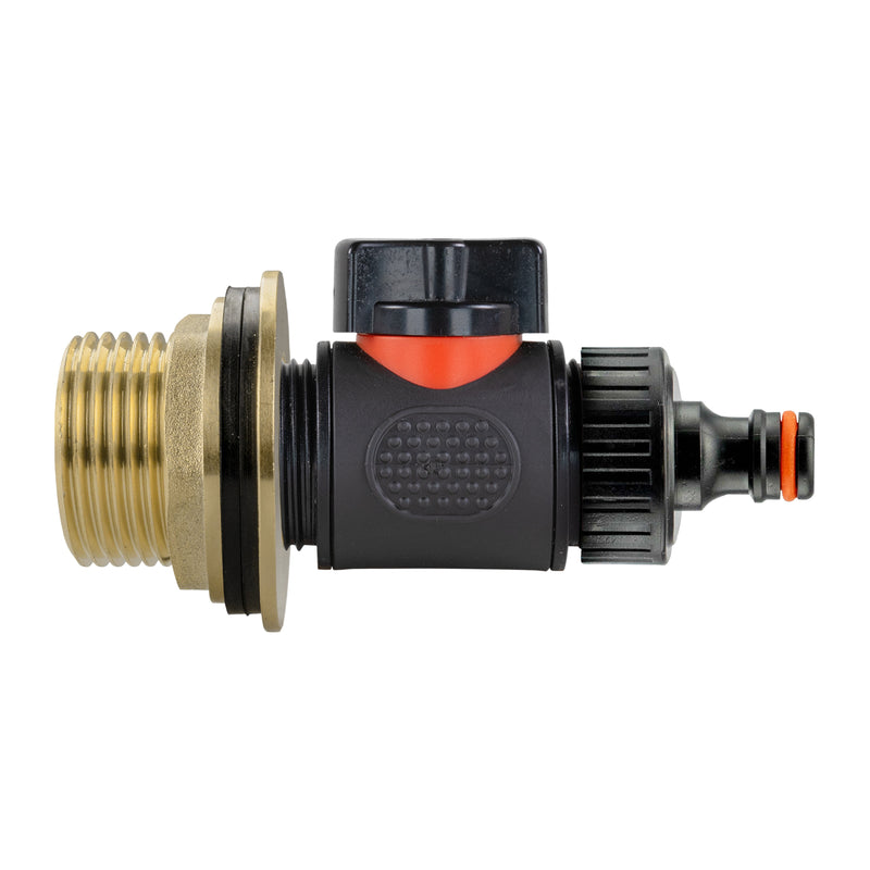 Water Butt Brass Kit 1" with In-Line Valve + Quick Connect - Home & Garden > Lawn & Garden > Watering & Irrigation Tech Hose & Fittings