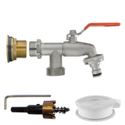 Water Butt Brass Kit 1" with Double Tap and Drill Bit - Home & Garden > Lawn & Garden Tech Hose & Fittings