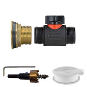 Water Butt Brass Kit 1" with 3/4" BSP In-Line Valve and Drill Bit - Home & Garden > Lawn & Garden Tech Hose & Fittings