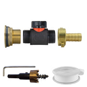 Water Butt Brass Kit 1" with In-Line Valve + 1/2" Brass Barb and Drill Bit - Home & Garden > Lawn & Garden Tech Hose & Fittings