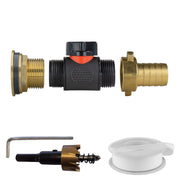 Water Butt Brass Kit 1" with In-Line Valve + 3/4" Brass Barb and Drill Bit - Home & Garden > Lawn & Garden Tech Hose & Fittings