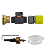 Water Butt Brass Kit 1" with In-Line Valve + Female Quick Connector Lime and Drill Bit - Home & Garden > Lawn & Garden Tech Hose & Fittings