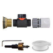 Water Butt Brass Kit 1" with In-Line Valve + Female Quick Connector WL and Drill Bit - Home & Garden > Lawn & Garden Tech Hose & Fittings