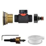 Water Butt Brass Kit 1" with In-Line Valve + Quick Connect and Drill Bit - Home & Garden > Lawn & Garden Tech Hose & Fittings