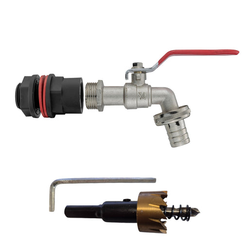 Water Butts Kit 3/4" with Lever Tap 3/4" Barb and Drill Bit - Home & Garden > Lawn & Garden Tech Hose & Fittings