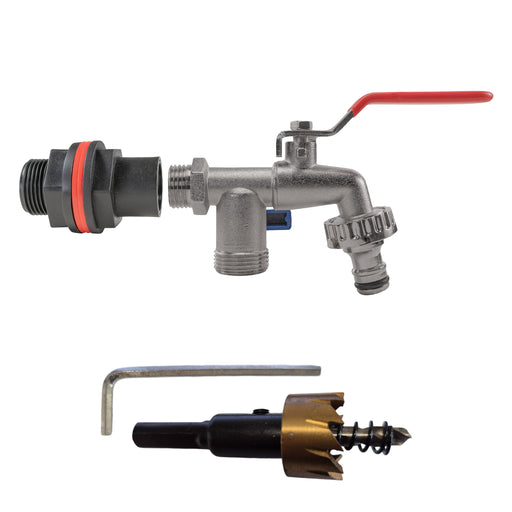 Water Butts Kit 3/4" With Double Tap and Drill Bit - Home & Garden > Lawn & Garden Tech Hose & Fittings