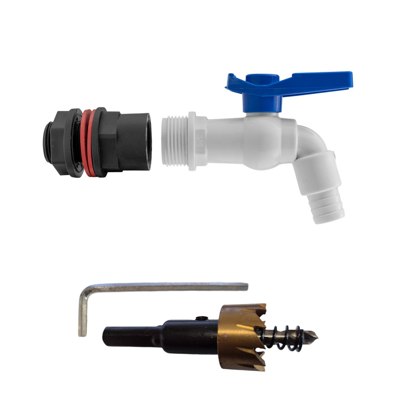 Water Butt Kit 3/4" with White PVC Tap and Drill Bit - Home & Garden > Lawn & Garden Tech Hose & Fittings