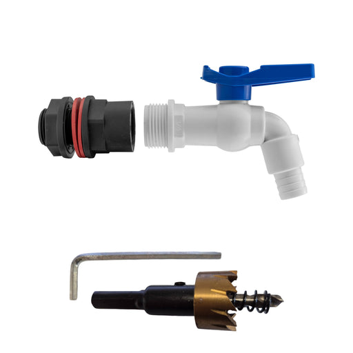 Water Butt Kit 3/4" with White PVC Tap and Drill Bit - Home & Garden > Lawn & Garden Tech Hose & Fittings