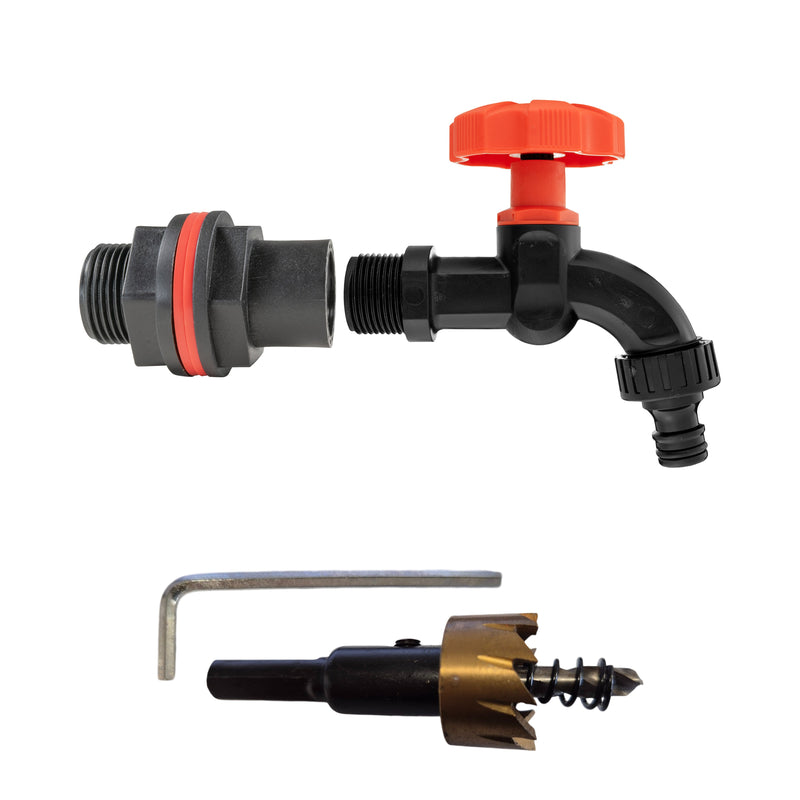 Water Butts Kit 3/4" PP Black Tap and Drill Bit - Home & Garden > Lawn & Garden Tech Hose & Fittings
