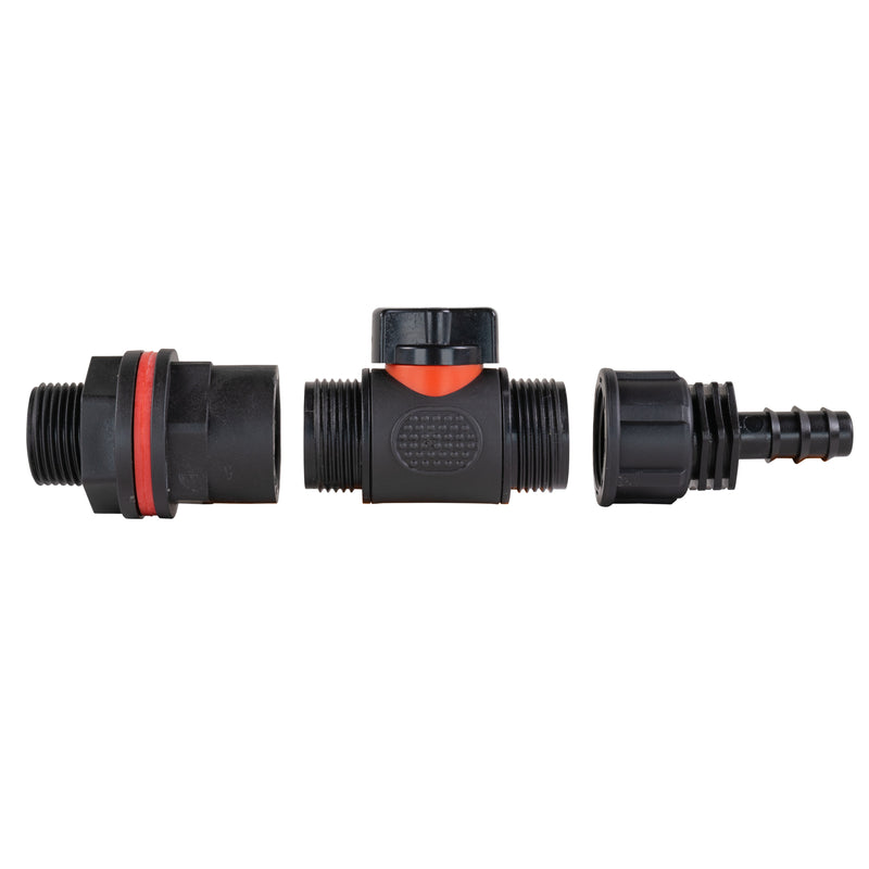 Water Butt Kit 3/4" with In-Line Valve + 1/2" Barb - Home & Garden > Lawn & Garden > Watering & Irrigation Tech Hose & Fittings