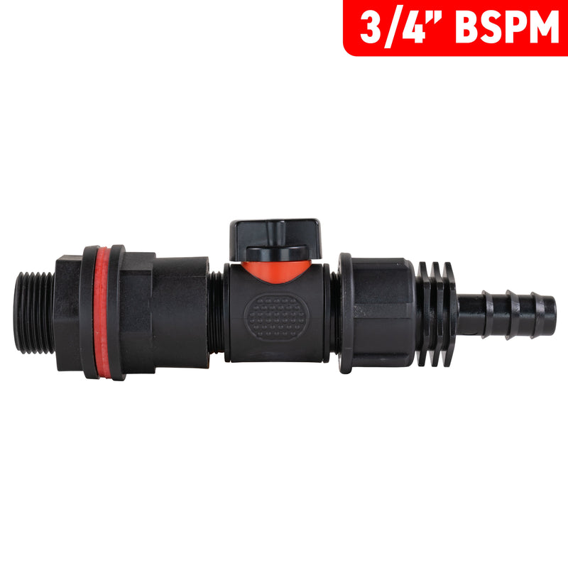 Water Butt Kit 3/4" with In-Line Valve + 1/2" Barb - Home & Garden > Lawn & Garden > Watering & Irrigation Tech Hose & Fittings
