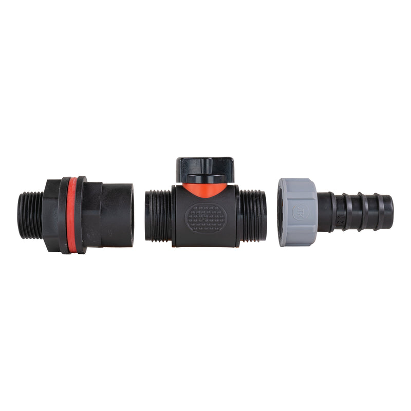 Water Butt Kit 3/4" with In-Line Valve + 3/4" Barb - Home & Garden > Lawn & Garden > Watering & Irrigation Tech Hose & Fittings