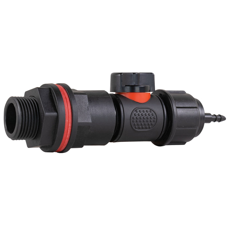 Water Butt Kit 3/4" with In-Line Valve + 4mm Micro Barb and Drill Bit - Home & Garden > Lawn & Garden Tech Hose & Fittings