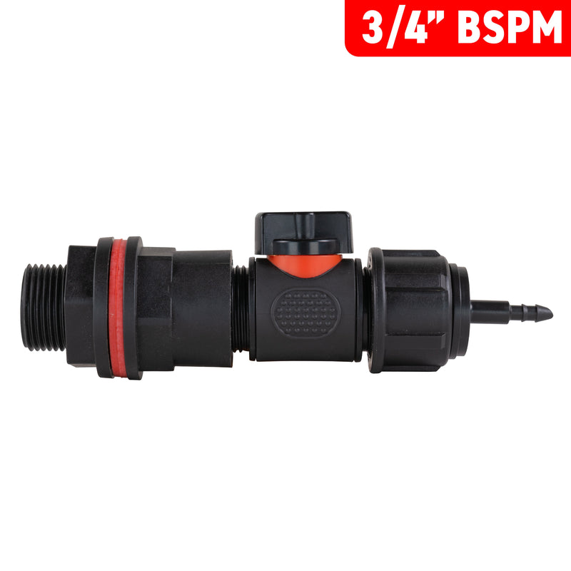 Water Butt Kit 3/4" with In-Line Valve + 4mm Micro Barb - Home & Garden > Lawn & Garden > Watering & Irrigation Tech Hose & Fittings