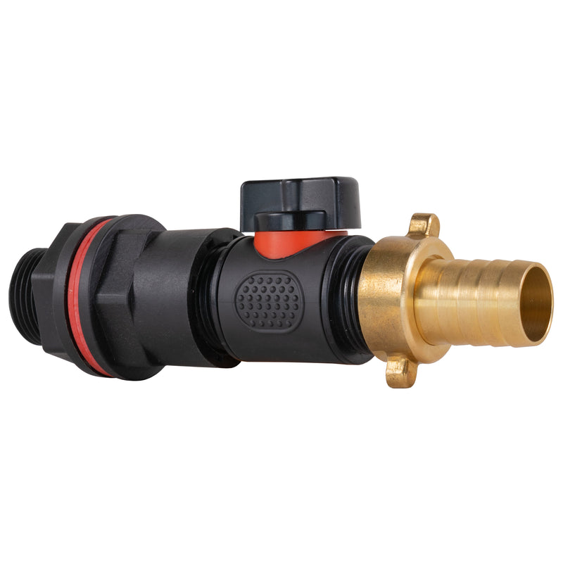 Water Butt Kit 3/4" with In-Line Valve + 19mm Brass Barb and Drill Bit - Home & Garden > Lawn & Garden Tech Hose & Fittings