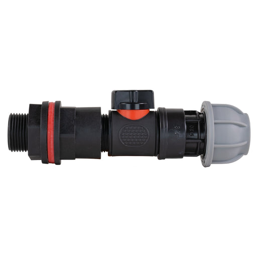 Water Butt Kit 3/4" with In-Line Valve + 25mm MDPE Joiner and Drill Bit - Home & Garden > Lawn & Garden Tech Hose & Fittings