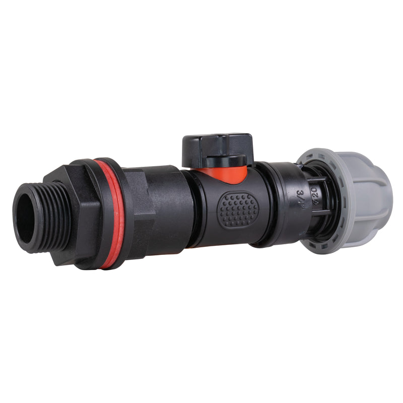 Water Butt Kit 3/4" with In-Line Valve + 25mm MDPE Joiner and Drill Bit - Home & Garden > Lawn & Garden Tech Hose & Fittings