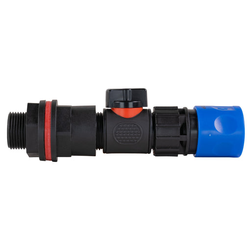 Water Butt Kit 3/4" with In-Line Valve + Female Quick Connector Blue and Drill Bit - Home & Garden > Lawn & Garden Tech Hose & Fittings