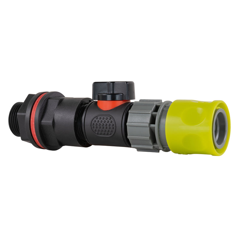 Water Butt Kit 3/4" with In-Line Valve + Female Quick Connector Lime and Drill Bit - Home & Garden > Lawn & Garden Tech Hose & Fittings